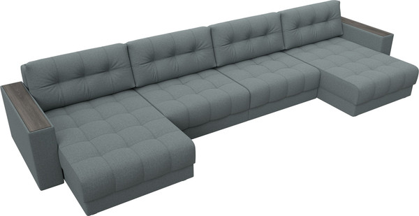 Изображение товара Диван П-образный Лига Диванов Лига-049 НПБ Лонг с декором (рогожка амур 07 серый)