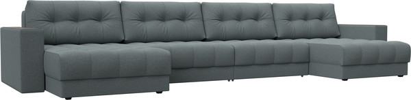 Изображение товара Диван П-образный Лига Диванов Лига-049 НПБ Лонг с декором (рогожка амур 07 серый)