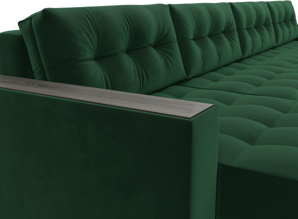 Изображение товара Диван П-образный Лига Диванов Лига-049 НПБ Лонг с декором (велюр Seven 626 зеленый)
