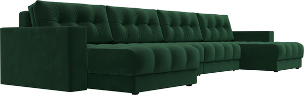 Изображение товара Диван П-образный Лига Диванов Лига-049 НПБ Лонг с декором (велюр Seven 626 зеленый)
