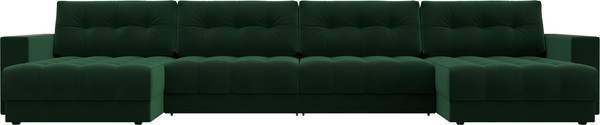 Изображение товара Диван П-образный Лига Диванов Лига-049 НПБ Лонг с декором (велюр Seven 626 зеленый)
