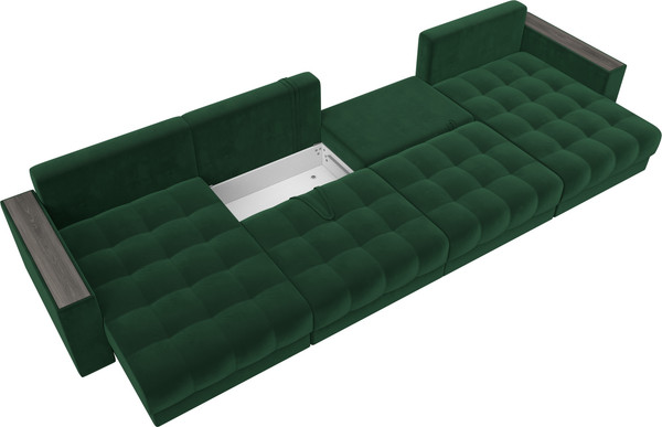 Изображение товара Диван П-образный Лига Диванов Лига-049 НПБ Лонг с декором (велюр Seven 626 зеленый)