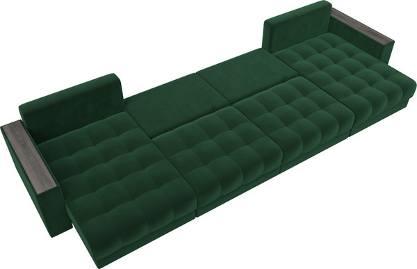 Изображение товара Диван П-образный Лига Диванов Лига-049 НПБ Лонг с декором (велюр Seven 626 зеленый)