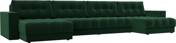 Изображение товара Диван П-образный Лига Диванов Лига-049 НПБ Лонг с декором (велюр Seven 626 зеленый)