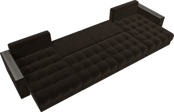 Изображение товара Диван П-образный Лига Диванов Лига-049 НПБ Лонг с декором (велюр Seven 727 коричневый)