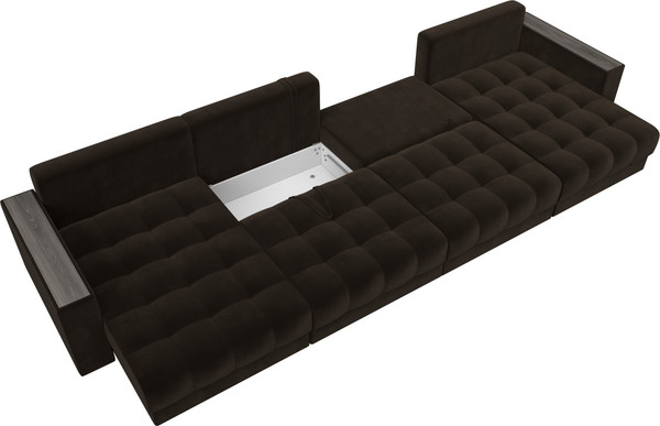 Изображение товара Диван П-образный Лига Диванов Лига-049 НПБ Лонг с декором (велюр Seven 727 коричневый)