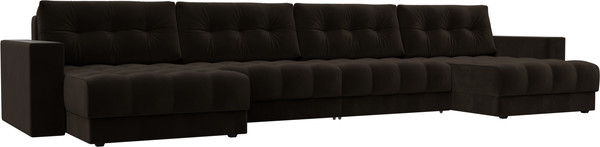 Изображение товара Диван П-образный Лига Диванов Лига-049 НПБ Лонг с декором (велюр Seven 727 коричневый)