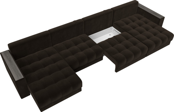 Изображение товара Диван П-образный Лига Диванов Лига-049 НПБ Лонг с декором (велюр Seven 727 коричневый)
