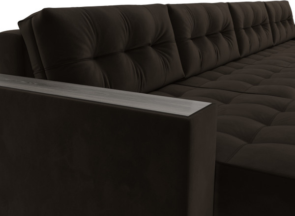 Изображение товара Диван П-образный Лига Диванов Лига-049 НПБ Лонг с декором (велюр Seven 727 коричневый)