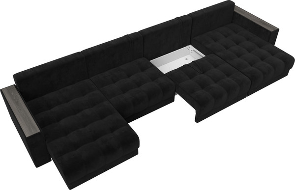 Изображение товара Диван П-образный Лига Диванов Лига-049 НПБ Лонг с декором (велюр Seven 35 черный)