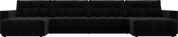Изображение товара Диван П-образный Лига Диванов Лига-049 НПБ Лонг с декором (велюр Seven 35 черный)