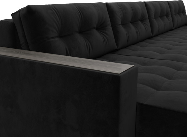 Изображение товара Диван П-образный Лига Диванов Лига-049 НПБ Лонг с декором (велюр Seven 35 черный)