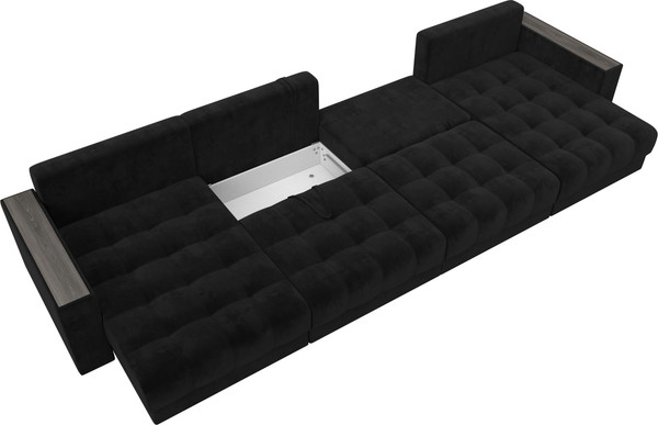 Изображение товара Диван П-образный Лига Диванов Лига-049 НПБ Лонг с декором (велюр Seven 35 черный)