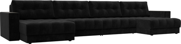 Изображение товара Диван П-образный Лига Диванов Лига-049 НПБ Лонг с декором (велюр Seven 35 черный)