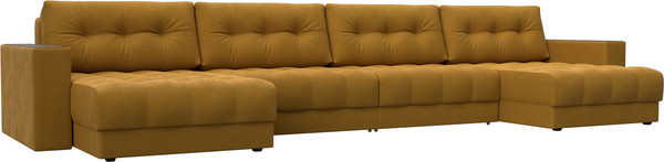 Изображение товара Диван П-образный Лига Диванов Лига-049 НПБ Лонг с декором (велюр Brut 10 желтый)