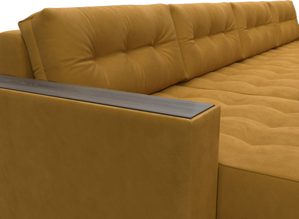 Изображение товара Диван П-образный Лига Диванов Лига-049 НПБ Лонг с декором (велюр Brut 10 желтый)