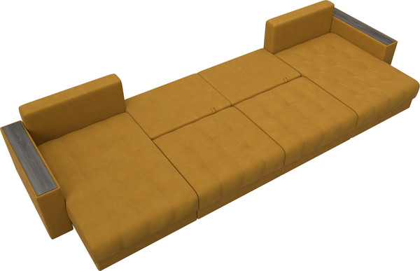 Изображение товара Диван П-образный Лига Диванов Лига-049 НПБ Лонг с декором (велюр Brut 10 желтый)