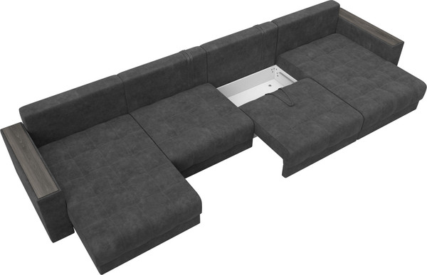 Изображение товара Диван П-образный Лига Диванов Лига-049 НПБ Лонг с декором (велюр Brut 16 темно-серый)
