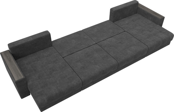 Изображение товара Диван П-образный Лига Диванов Лига-049 НПБ Лонг с декором (велюр Brut 16 темно-серый)