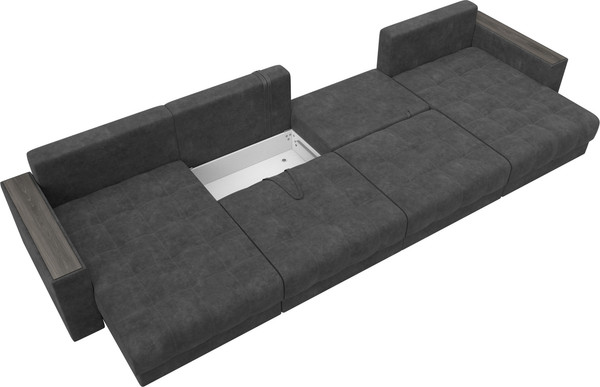 Изображение товара Диван П-образный Лига Диванов Лига-049 НПБ Лонг с декором (велюр Brut 16 темно-серый)