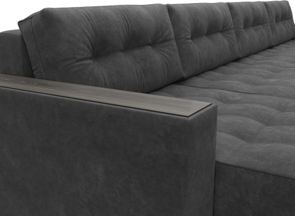 Изображение товара Диван П-образный Лига Диванов Лига-049 НПБ Лонг с декором (велюр Brut 16 темно-серый)