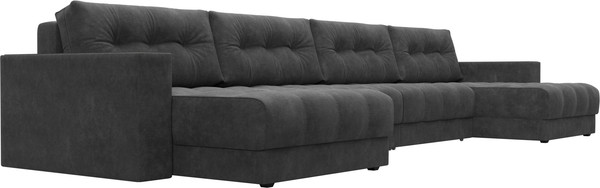 Изображение товара Диван П-образный Лига Диванов Лига-049 НПБ Лонг с декором (велюр Brut 16 темно-серый)