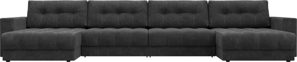 Изображение товара Диван П-образный Лига Диванов Лига-049 НПБ Лонг с декором (велюр Brut 16 темно-серый)