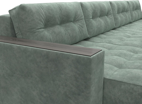 Изображение товара Диван П-образный Лига Диванов Лига-049 НПБ Лонг с декором (велюр Brut 08 зеленый)