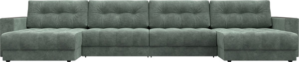Изображение товара Диван П-образный Лига Диванов Лига-049 НПБ Лонг с декором (велюр Brut 08 зеленый)
