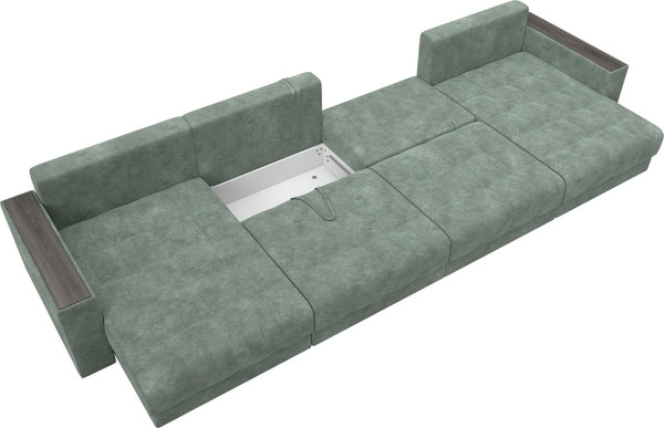 Изображение товара Диван П-образный Лига Диванов Лига-049 НПБ Лонг с декором (велюр Brut 08 зеленый)