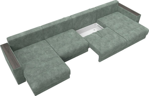 Изображение товара Диван П-образный Лига Диванов Лига-049 НПБ Лонг с декором (велюр Brut 08 зеленый)