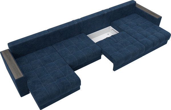 Изображение товара Диван П-образный Лига Диванов Лига-049 НПБ Лонг с декором (велюр Brut 11 синий)