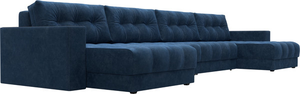 Изображение товара Диван П-образный Лига Диванов Лига-049 НПБ Лонг с декором (велюр Brut 11 синий)