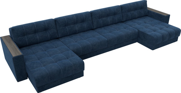 Изображение товара Диван П-образный Лига Диванов Лига-049 НПБ Лонг с декором (велюр Brut 11 синий)