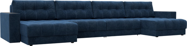 Изображение товара Диван П-образный Лига Диванов Лига-049 НПБ Лонг с декором (велюр Brut 11 синий)