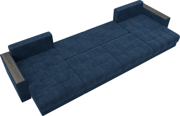 Изображение товара Диван П-образный Лига Диванов Лига-049 НПБ Лонг с декором (велюр Brut 11 синий)