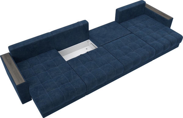 Изображение товара Диван П-образный Лига Диванов Лига-049 НПБ Лонг с декором (велюр Brut 11 синий)