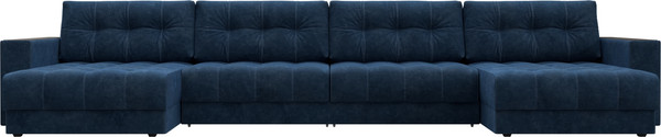 Изображение товара Диван П-образный Лига Диванов Лига-049 НПБ Лонг с декором (велюр Brut 11 синий)