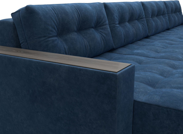 Изображение товара Диван П-образный Лига Диванов Лига-049 НПБ Лонг с декором (велюр Brut 11 синий)