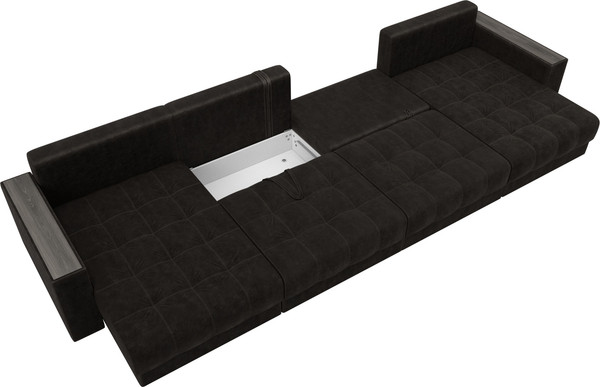 Изображение товара Диван П-образный Лига Диванов Лига-049 НПБ Лонг с декором (велюр Brut 17 коричневый)