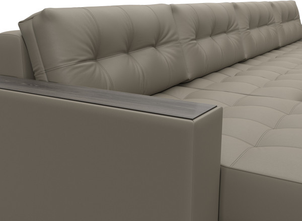 Изображение товара Диван П-образный Лига Диванов Лига-049 НПБ Лонг с декором (экокожа Grifon 04 бежевый)