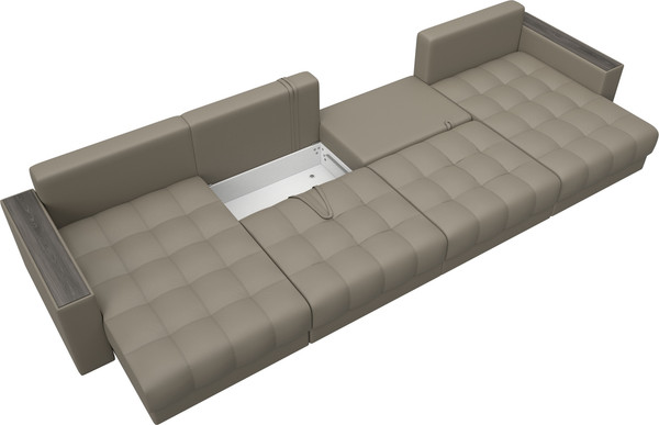 Изображение товара Диван П-образный Лига Диванов Лига-049 НПБ Лонг с декором (экокожа Grifon 04 бежевый)