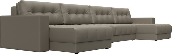 Изображение товара Диван П-образный Лига Диванов Лига-049 НПБ Лонг с декором (экокожа Grifon 04 бежевый)