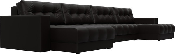 Изображение товара Диван П-образный Лига Диванов Лига-049 НПБ Лонг с декором (экокожа Grifon 12 коричневый)