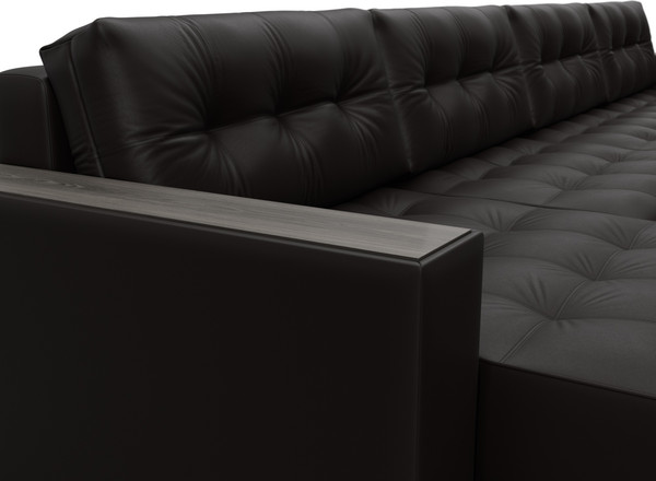 Изображение товара Диван П-образный Лига Диванов Лига-049 НПБ Лонг с декором (экокожа Grifon 12 коричневый)