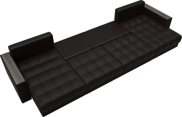 Изображение товара Диван П-образный Лига Диванов Лига-049 НПБ Лонг с декором (экокожа Grifon 12 коричневый)