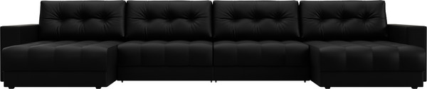 Изображение товара Диван П-образный Лига Диванов Лига-049 НПБ Лонг с декором (экокожа Grifon 18 черный)