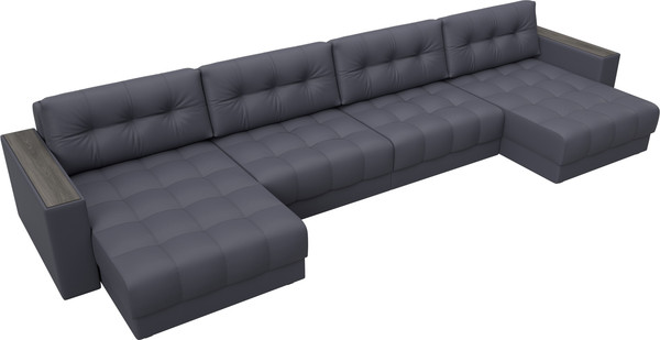 Изображение товара Диван П-образный Лига Диванов Лига-049 НПБ Лонг с декором (экокожа Grifon 15 серый)