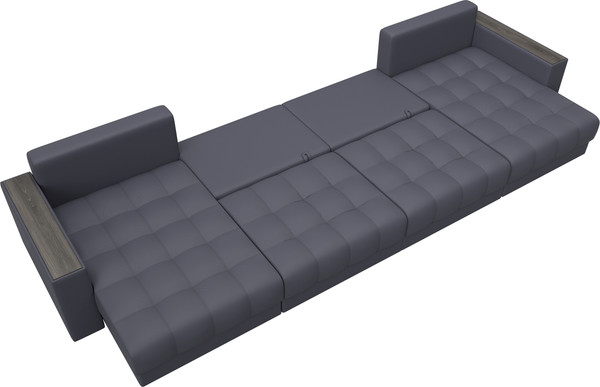 Изображение товара Диван П-образный Лига Диванов Лига-049 НПБ Лонг с декором (экокожа Grifon 15 серый)