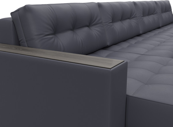 Изображение товара Диван П-образный Лига Диванов Лига-049 НПБ Лонг с декором (экокожа Grifon 15 серый)